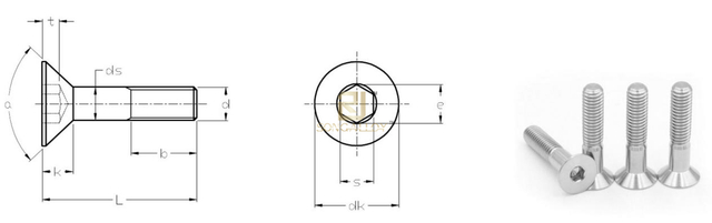 Vis d'assemblage à tête fraisée à six pans creux en titane DIN7991