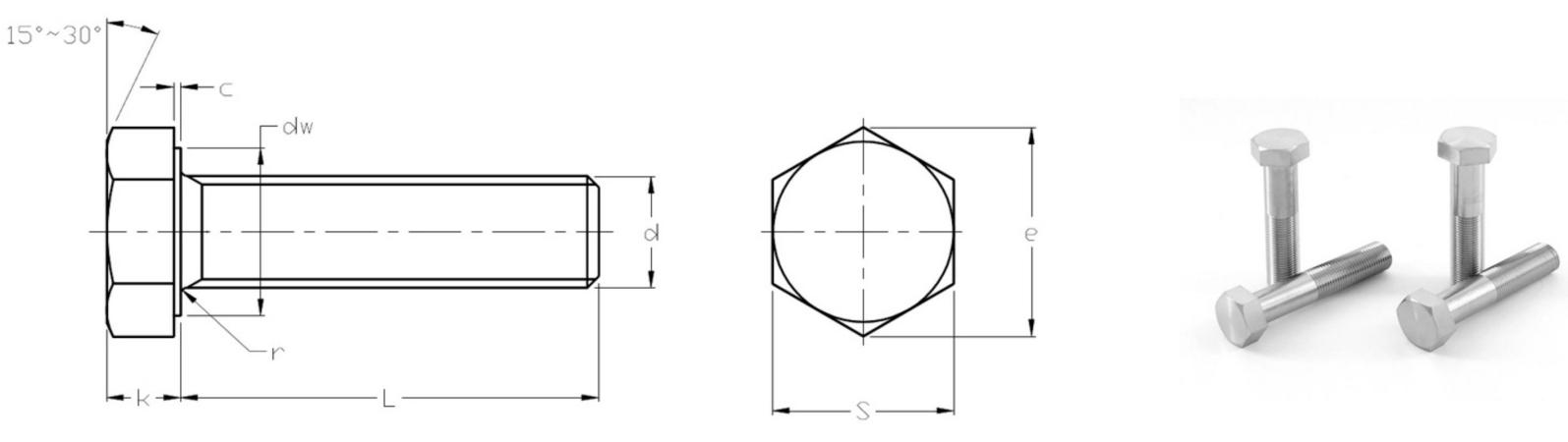 Boulons hexagonaux ISO8676 - Filetage complet à pas fin