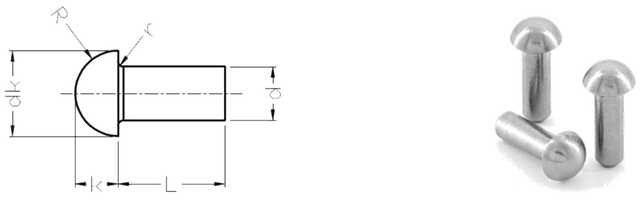 Rivets à tête ronde en titane